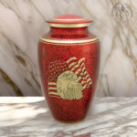 Cremation Urn with American Flag Eagle Model in Brass for Human Ashes